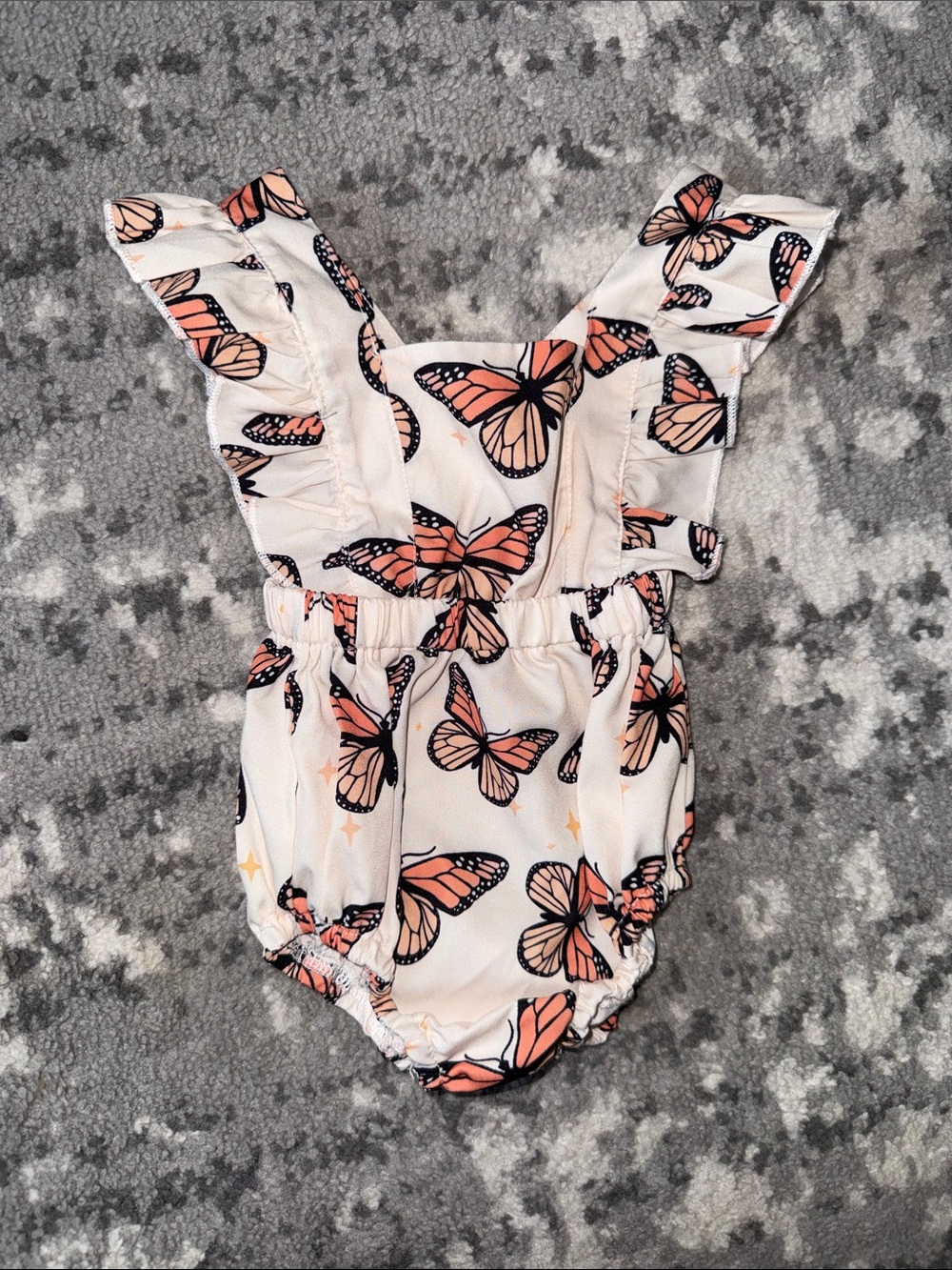 Pink Butterfly Ruffle Baby Romper